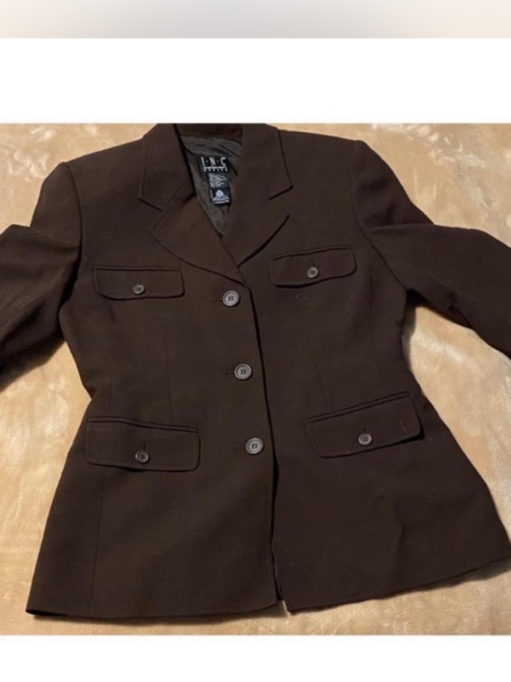 INC International Concepts Women's Chocolate Brown Tailored Blazer Sz SP